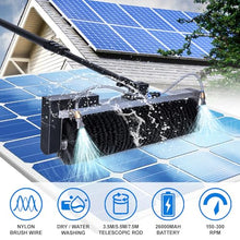 SDdPulse Outdoor Solar Panel Cleaning Kit, 60cm Rotating Brush with Telescopic Pole & 10m Hose, 2 Power Supply Options, 3.5m/11.4ft Battery Version, Ideal for Efficient