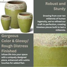 Emissary 22in Round Stoneware Planter Reef/Lime