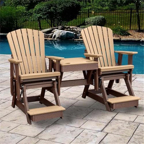 American Furniture Classics OS Home and Office Model 516CTB-K Double Balcony Height Glider with Center Table in Cedar and Tudor Brown