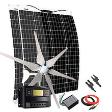 640W Wind Solar Power Kit: 400W Wind Turbine Generator + 240W Flexible Monocrystalline Solar Panels + Charge Controller+Cables for Off Grid System 12V 24V Battery Charging
