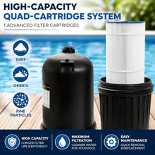 XtremepowerUS Swimming Pool Cartridge Filter, High Flow Filter System for In-Ground & Above Ground Pools & Spas, 2-Inch Ports, Heavy-Duty Pool Water Filtration (175 SF)