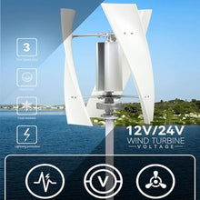 Wind Turbine Generator Kit, 600W 12V/24V 3 Blade Portable Vertical Helix Wind Power Turbine Generator Kit with Controller, Nature Power Equipment for Marine RV Home Industrial Energy,12V