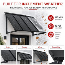 Awntech Houstonian Open-Side Fixed Awning, 104" W x 24" H x 24" D, Pewter