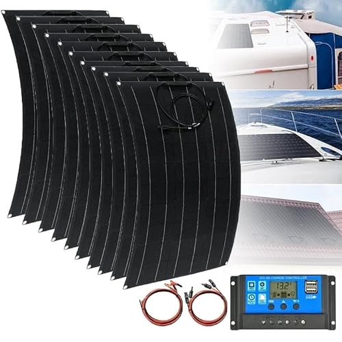 100/200/300/400/500/600/800/1000w Flexible Solar Panel - W/Solar Charger Regulator, Solar Panels - Off-Grid Charger, for Car, Rv, Cabin, Marine, Van,10X100W