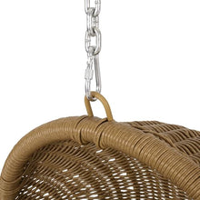 Christopher Knight Home Mariaz Hanging Basket Chair with Cushion, Outdoor Indoor Basket Chair, Boho Garden Rattan Lounger Porch Swing Furniture, Modern Patio Decor, Brown+Gray