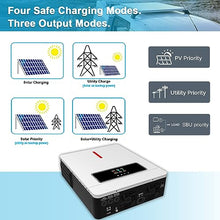 Y&H 6.2KW Solar Hybrid Inverter 48V AC220V On/Off-Grid Solar Inverter Built-in MPPT 120A Solar Charger, Two Load Output Power Max PV Power 6500W Input, Supports Batteryless