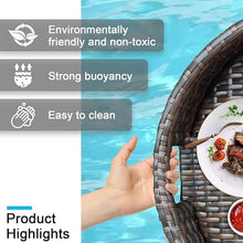 60cm/80cm Swimming Pool Floating Tray Table | Rattan Woven Serving Tray | Perfect For Sandbars, Spas, Bath, And Parties | Floating Tray For Adults,Brown-80CM