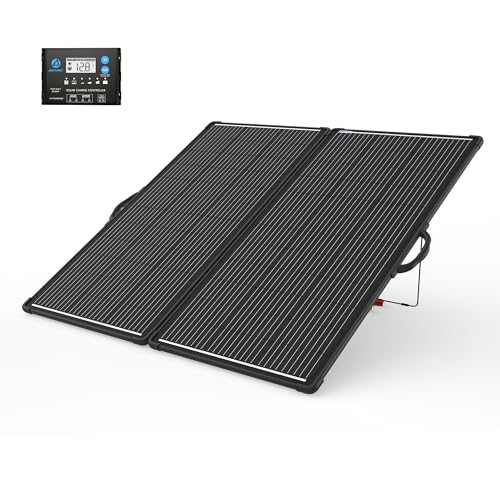 ACOPOWER 200W Portable Solar Panel Kit, Waterproof 20A Charge Controller for 12V Battery and Solar Generator for RV, Camper Trailer& Marine Black