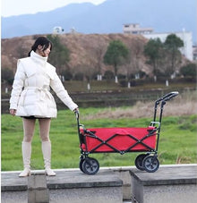 BIOMICE Collapsible Wagon Portable Folding Garden Trolley Cart Trolley Wagon Shopping Cart for Outdoor Camping Pull Truck with 4 Wheels Garden Cart(D)
