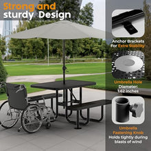 OUTTANS Commercial Metal Picnic Table (Black, 4' Rectangular, Punched)