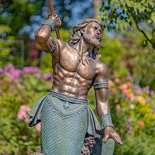 Zaer Ltd. Merman Garden Statue Holding Trident in Antique Bronze/Antique Grey (48" T. Throwing Trident, Antique Bronze)