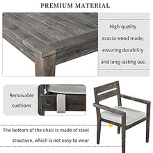 LOUHME 7-Piece Outdoor Patio Dining Table Set with Acacia Wood Table & Chairs Grey