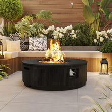 Merax 38'' MGO Propane Outdoor Fire Pit with Vertical Stripe Design, Brown