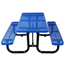 Neojoyoenix 6 ft. Rectangular Outdoor Steel Picnic Table,Blue,with Umbrella Pole