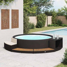 KGCRYUWED Spa Surround. Poly Rattan & Acacia Wood Hot Tub Decking Black