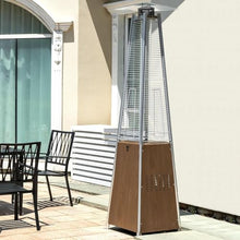 48,000 BTU Patio Heater with Wheels Propane Outdoor Heater for Terrace Garden Poolside 360° Pyramid Heater with Protective Cover Stainless Steel and Glass Brown