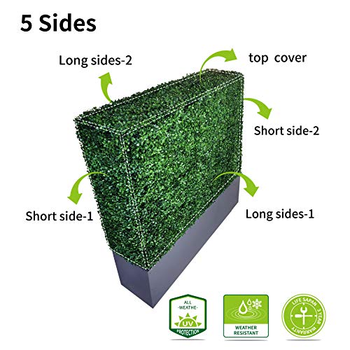 AGPL Artificial Boxwood Hedge Wall with Stainless Steel Planter Box Green 48"W x 12"D x 67"H