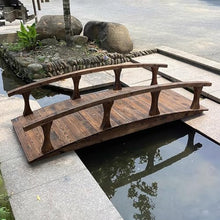 TT-YEL Multifunctional Wooden Garden Bridge, Outdoor Decorative Pond Bridge, Arched Landscape Bridge, Courtyard Patio Walkway with Double-Side Mounted Guardrails, Brown, Carbonized,L180×w80×h48cm