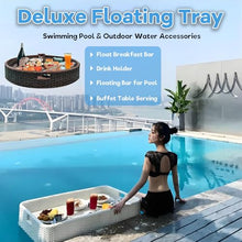 Ofyphth Rattan Floating Tray Table, Deluxe Floating Tray for Pool, Hotel Water Rattan Basket, Water-Resistant, for Pool Beach Party or Hot Tub Float Loung. 80cm-B/Black