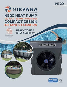 NIRVANA NE20 AHRI Certified Spa & Pool Heat Pump 19,800 BTU Gray/Black