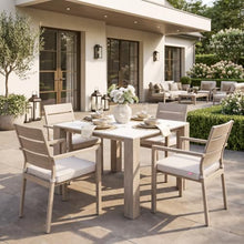 Leilani Square Dining Table (42") White, White Dining Table, Modern Style, Faux Marble Sintered Stone Square Shape Tabletop, Aluminum, Outdoor Dining, 42" W x 42" D x 30.2" H