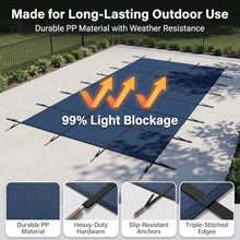 FammyLoft Inground Pool Safety Cover Fits 14x30ft Pools, Winter Pool Covers for Inground Pools, Swimming Pool Cover with Hardware Kit Included, Triple Stitched Mesh, Blue