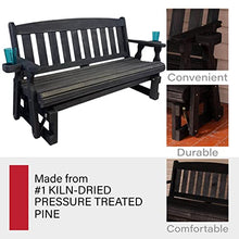 Amish Heavy Duty 800 Lb Mission Pressure Treated Porch Glider with Cupholders (4 Foot, Semi-Solid Black Stain)