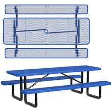 Leisure Craft 8' Rectangle Metal Picnic Table with Bench for 8, Made in USA