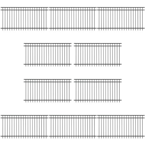 Fencer Wire Pack of 10 Heavy Duty Flat Top Fence Barrier Panel, 4FT Height X 8FT Width Anti-Rust Metal Fencing Panel, 2” Diameter Steel Outdoor Decorative Garden Fence Panel