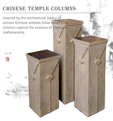 ARCVOX Xiangyun Decorative Column Stand, Garden Plant Pedestal, Asian Home Decor Antique Stone Look, Traditional Pillar Sculpture Display(Size M)