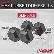 Lifeline Hex Rubber Dumbbell Fitness Training Weight Set 380lb Black/Chrome