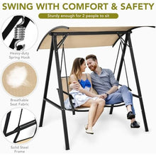 AEYSD-456 Garden Bench Outdoor Swing Weather Resistant Porch Swing Adjustable Canopy Steel Frame Outdoor Modern Canopy Swing Handrail Outdoor Bench(Green)