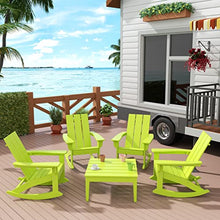 WO Home Furniture Patio Rocking Chair Modern 5 PCS HDPE Outdoor Rocking Furniture Set, Lime