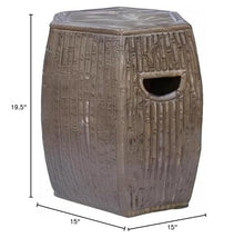 Orientliving Chinese Hexagon Bamboo Theme Ceramic Garden Stool Brown