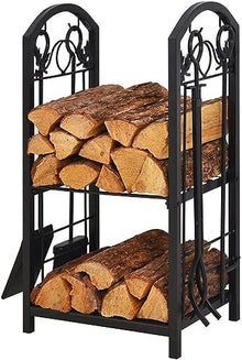 DOIBG Heavy Duty Outdoor Firewood Rack Set Premium Wood Log Store for Indoor and Outdoor Use