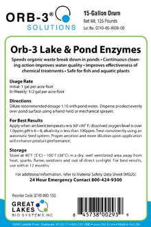 Orb-3 Lake and Pond Enzyme for Maintenance, 15-Gallon Drum