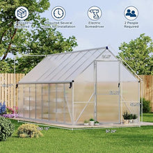 CABIHOME 8x16 ft Outdoor Greenhouse Kit, Heavy Duty Polycarbonate Greenhouse with Reinforced Aluminum Frame, Adjustable Roof Vent, Lockable Door & Quick-Connect System for All Seasons