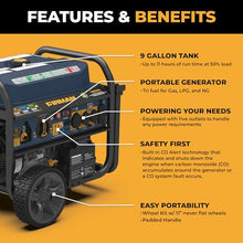 FIRMAN T09275 Tri Fuel Portable Generator, 120/240 VAC Electric Start