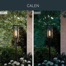Kichler 27 Inch Calen 1 Light Outdoor Clean Geometric Post Light, with Clear Glass in Textured Black, Waterproof Aluminum, (27" H x 8" W), 59211BKT
