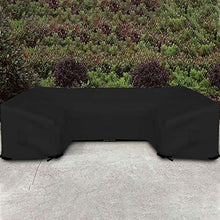 Patio U Shape Sofa Cover 18 Oz Waterproof - 100% UV & Weather Resistant Customize Outdoor Sofa Cover with Air Pockets and Drawstrap with Snug Fit (33" H x 120" W x 35" D, Black)
