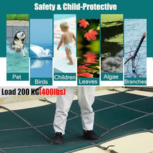 ZAQYCM Swim Pool Cover for Inground Pools, Heavy Duty Winter Green Mesh Pool Safety Cover with Left Step, Rectangle Swimming Pools Leaf Net Potector Cover, Custom Size(24x36ft)