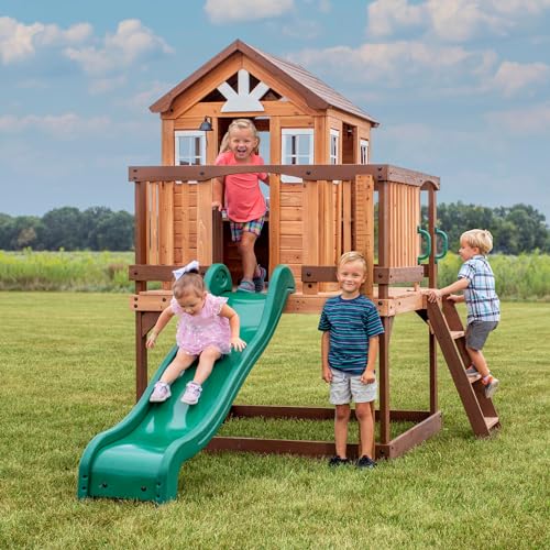 Backyard Discovery Echo Heights Elevated Cedar Playhouse Light Brown
