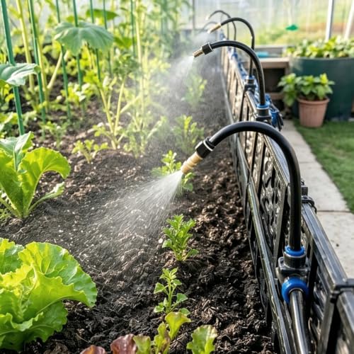 Bendable Drip Irrigation System Kit with Rust-Proof Nozzles, for Vegetable