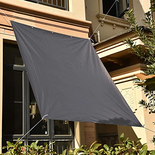 Rectangular Waterproof Patio Umbrella Canopy 1.4x3.4M, 95% UV Protection for Garden, Balcony, Terrace, Camping, Dark Grey (Fixing Kit Included)