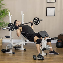 Soozier Adjustable Weight Bench with Squat Rack, Preacher Curl Pad, Leg Developer, Butterfly and Weight Storage Black and White