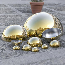 YDJIANCAI 1 Pcs Gold Half Sphere Stainless Steel Garden Mirror Globe - Hollow Hemisphere Ball Gazing Ball Half for Garden Gate Stair Handrails Pool Shopping Mall Wall Decoration(Size:27.55in/70cm)