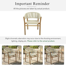 Outdoor Accent Chair Set of 2, Rope Woven Patio Chairs with Acacia Wood Frame, Comfortable Garden Seating with Curved Backrest and Armrests, Elegant Outdoor Chairs for Patio Balcony Porch, Beige