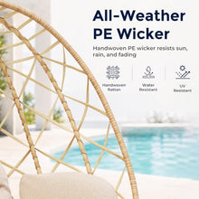SWITTE Outdoor Double Hanging Egg Swing Chair with Stand & Cushion, Beige