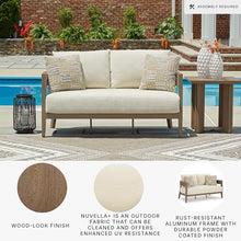 Signature Design by Ashley 1-Piece Wood-Look Outdoor Loveseat with Cushion