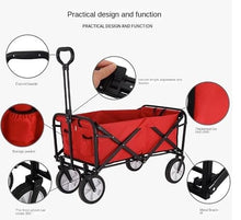 BIOMICE Collapsible Wagon Shopping Cart Portable Folding Trolley Cart Garden Heavy Duty Wagon with Wheels for Outdoor Garden Cart